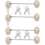 Hotop 4 Pack Cabinet Locks with Keys Mini Fridge Refrigerator Locks for Kids Toddlers Self Adhesive Child and Baby Proofing Safety for Deep Freezer Drawers Doors Latch(Light Brown)