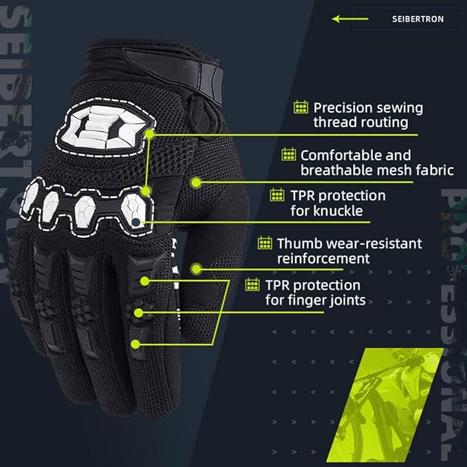 Seibertron Dirtpaw Unisex BMX MX ATV MTB Racing Mountain Bike Bicycle Cycling Off-road/Dirt bike Gloves Road Racing Motorcycle Motocross Sports Gloves Touch Recognition Full Finger Glove