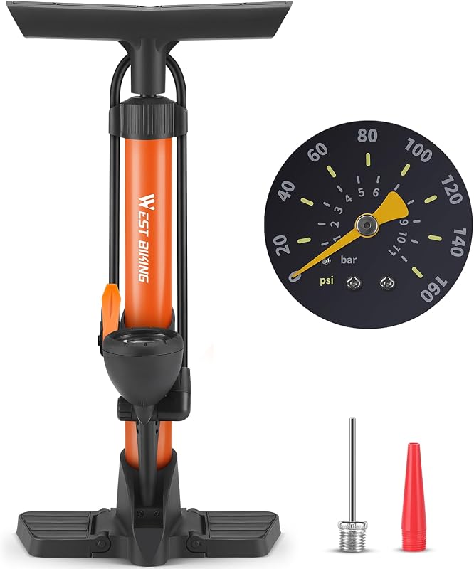 Bike Floor Pump, Bikes Pump with Gauge,Bicycle Air Pump with High Pressure 160 Psi, BikeTire Pump with Presta Schrader Valves，Portable Hand Pump Bike, Fits Road Bikes MTB E-Bike, Ball