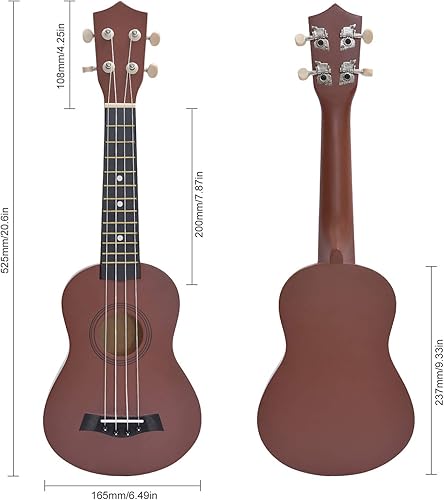 Miniatura 63 de Ukelele soprano para principiantes, juego de iniciación de ukeleles de madera de tilo de 21 pulgadas con bolsa de gig sintonizador digital, cuerdas