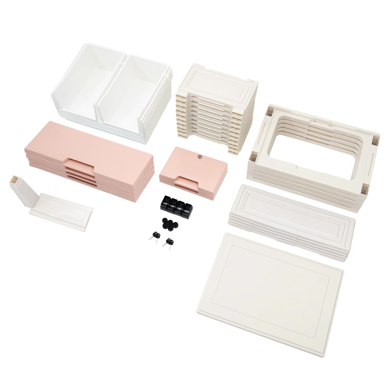 Torre portaoggetti in plastica, cassettiera con 6 cassetti e 4 ruote, modernità per soggiorno, camera da letto, larghezza 50 x profondità 30 x altezza 120 cm (rosa)