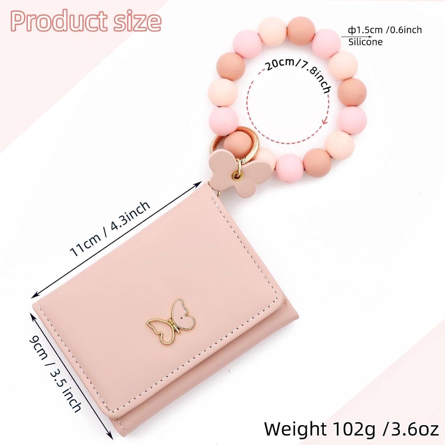 Small Wallets Woman Silicone Bracelet Wristlet Wallet Trifold Slim RFID Cute Card Holder Purse - Image 4