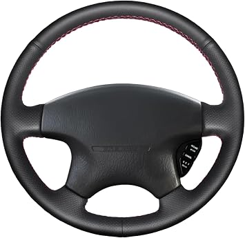 Loncky Black Genuine Leather Custom Fit OEM Car Steering Wheel Cover for Honda Accord 6 1999 2000 2001 2002 2003 Parts Interior Accessories