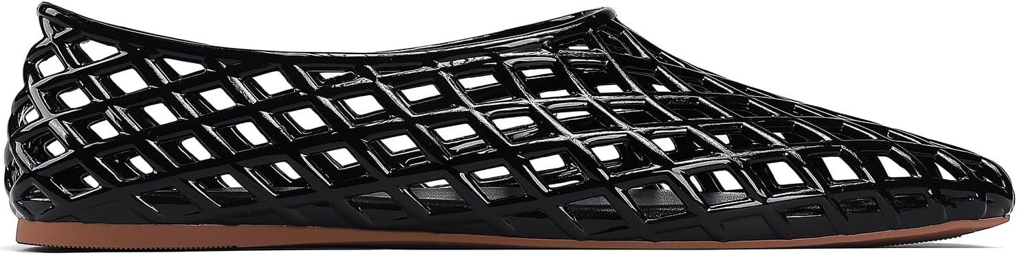 HEVA Women's Jelly Mesh Flats Breathable Clear Hollow Shoes Summer Beach Jellies Ballet Sandals - Image 3