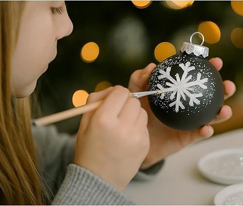 Miniatura 4 de Sleetly Juego de 12 adornos de bolas de árbol de Navidad mate para manualidades y adultos, adorno de Navidad liso de Navidad para pintar, dibujar,
