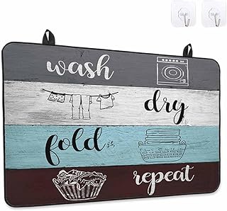 Stove Top Covers for Electric Stove, Laundry Room Induction Cooktop Cover Protector, Wash Dry Fold Repeat Splicing Colorful Wood Range Mat for Glass Top Stove, Kitchen Dish Drying Mat, 28"x20"