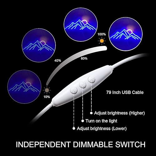 Miniatura 6 de Ulalaza Luces LED decorativas, interfaz USB, montañas, amanecer, puesta de sol, letreros de neón LED, decoración del hogar, arte de pared, regalo de