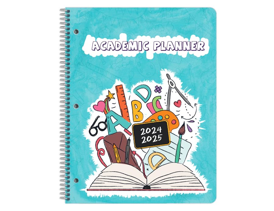 Agenda escolar escolar escolar 2024-2025, tamaño grande (8.5 x 11 pulgadas), estilo matriz con tapa