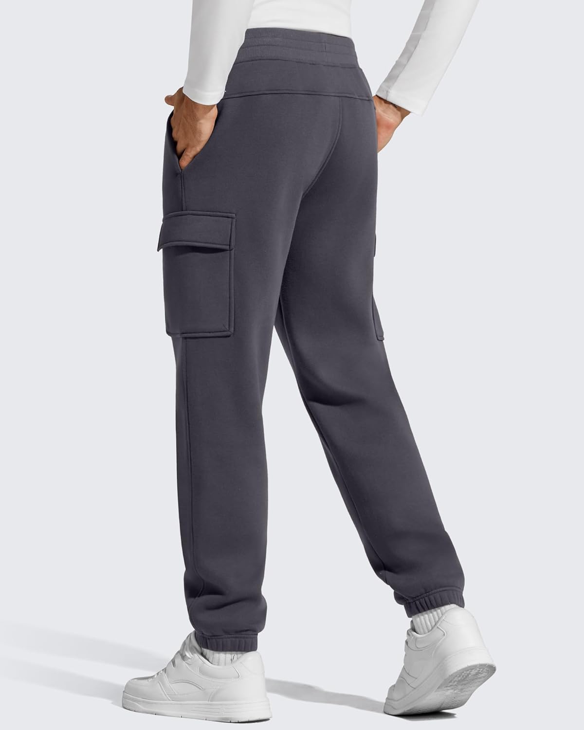 G4Free Flurrylux Men's Fleece Lined Joggers Cargo Pants Cotton Warm Drawstring Sweatpants with 4 Pockets