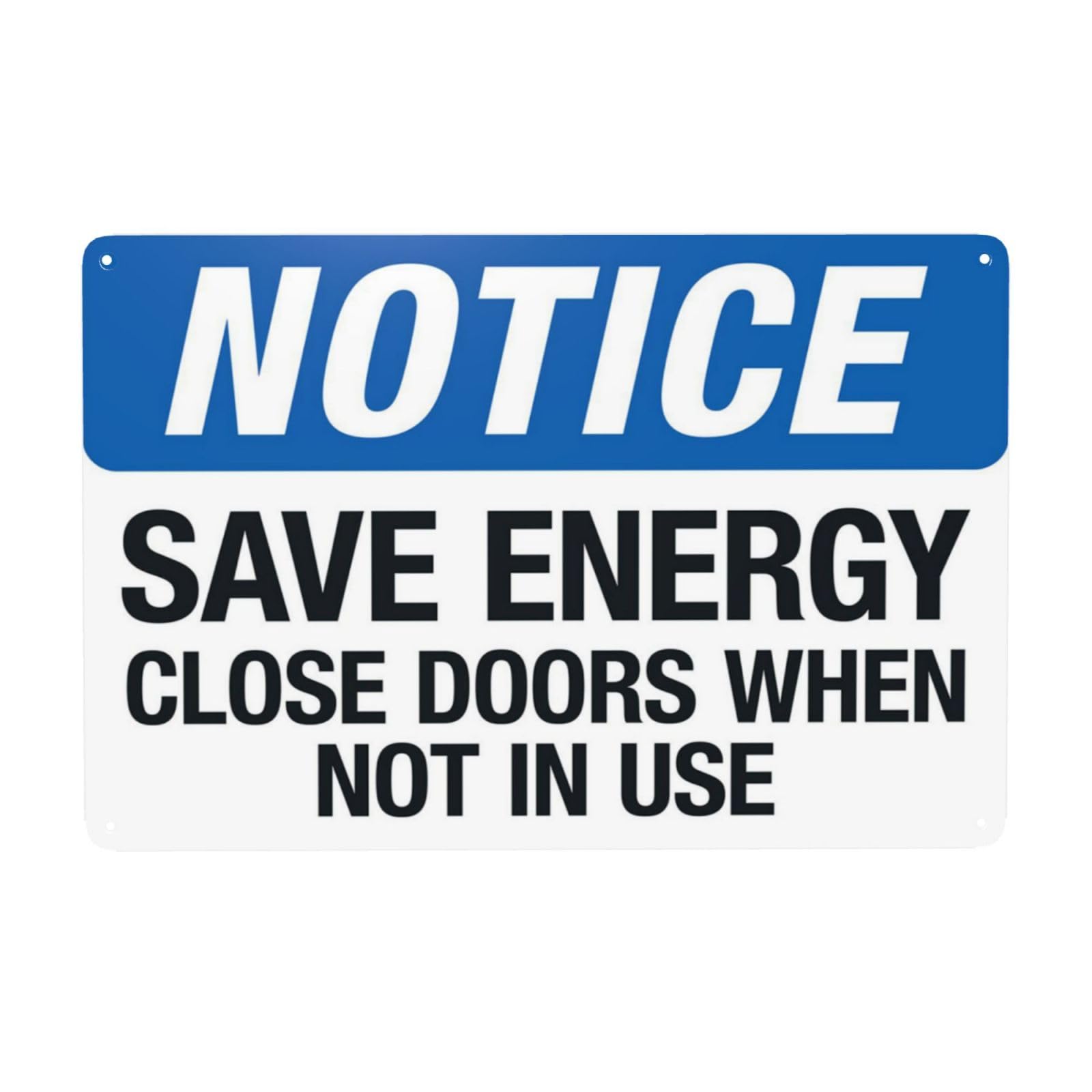 Save Energy, Close Doors When Unused Vintage Metal Conservation Sign 12x8 Inch