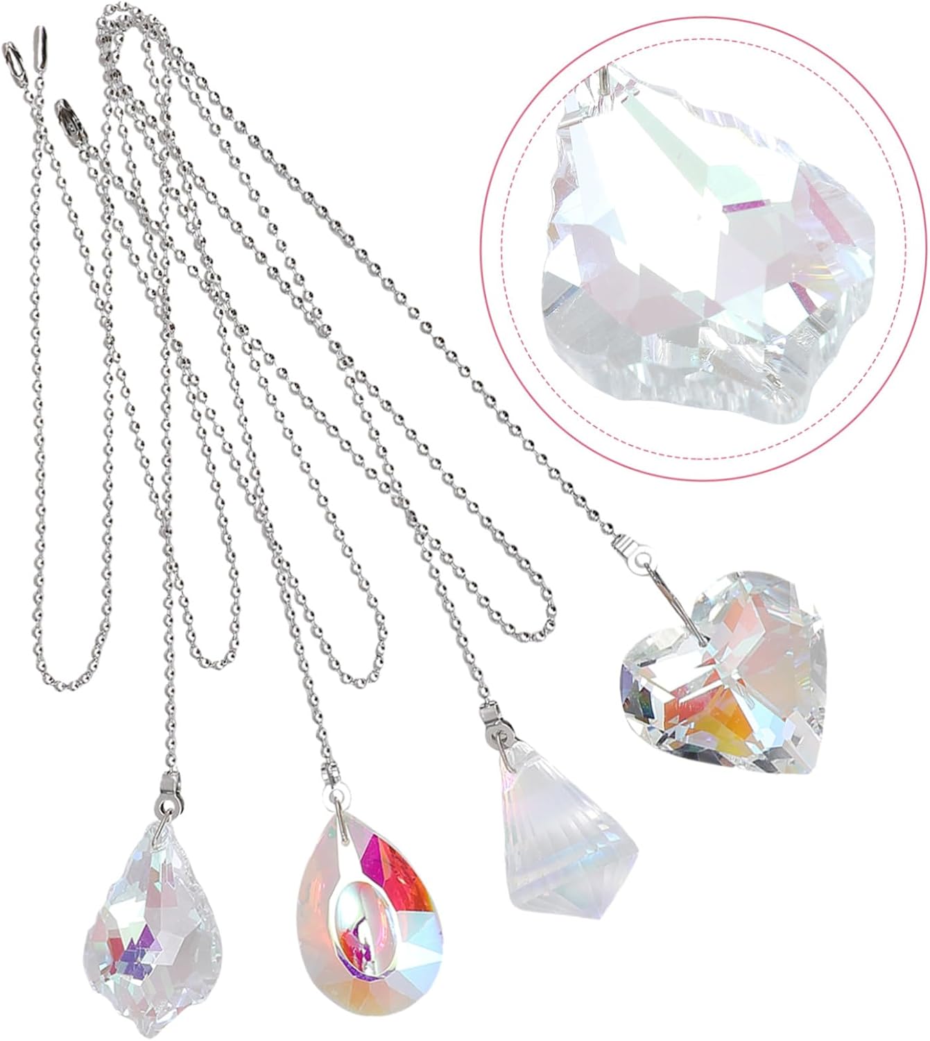 VILLCASE 4pcs Crystal Pull Chain Extension for Ceiling Fixtures Vintage Leaf and Heart Design Easy to Use Ceiling Fan Pulls for Home Decor