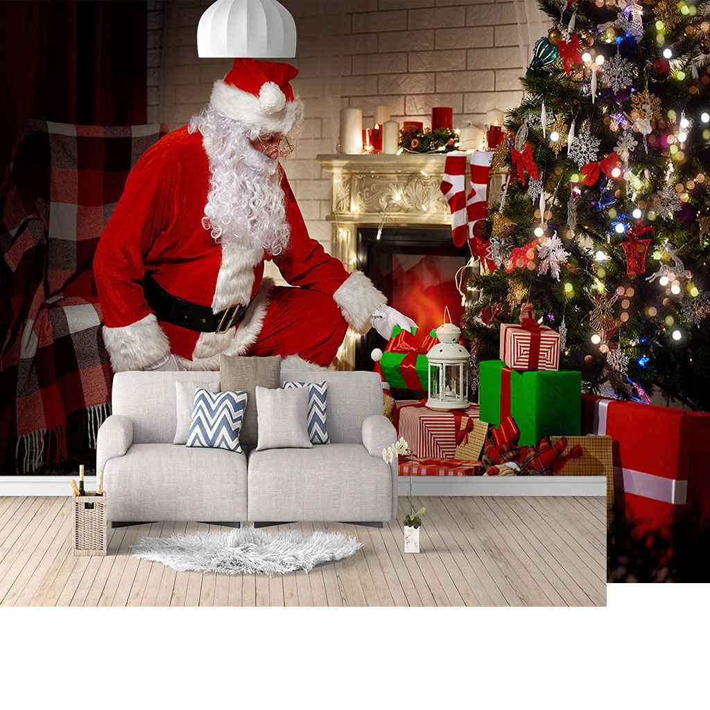 Papier peint photo 3D Noël mural autocollant grand format 400x280 cm pour salon et bureau
