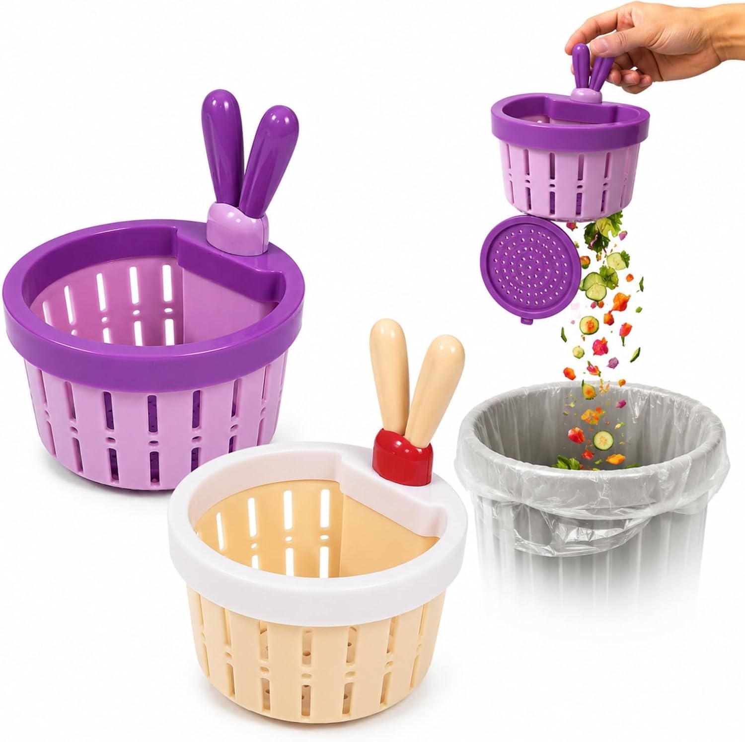 2 Pcs Cactus Sink Drain Strainer,Kitchen Sink Filter Basket(Green+Blue)