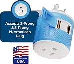 OREI Australia, New Zealand, China Travel Plug Adapter with Dual USB - Type I (U2U-16), Will Work with Cell Phones, Camera, Laptop, Tablets, iPad, iPhone and More