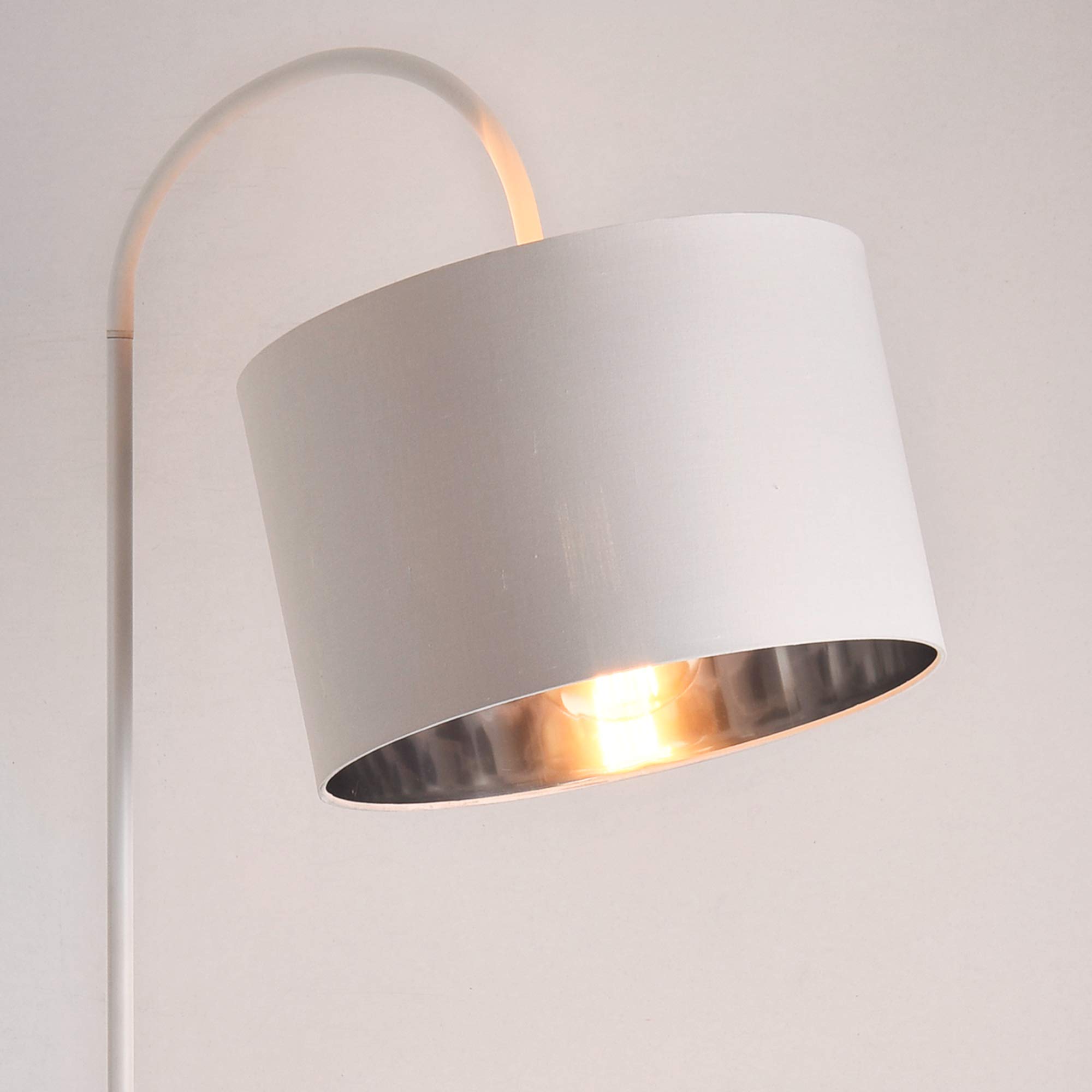 lux.pro Lampada da Terra Alta 173 cm Lampada a Stelo Curvo con Paralume Orientabile - Piantana con Abat-Jour Cilindrico in Tessuto - Bianco