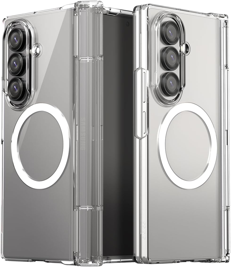 araree Nukin 360 M Case for Galaxy Z Fold 7, Qi2 Ready Magnetic Slim Case, Full Body Hinge Protection, Shockproof Hard Cover Clear