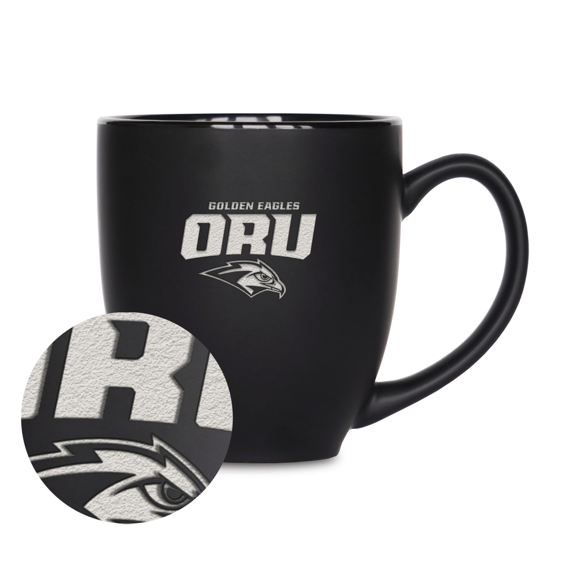 Tasse Oral Roberts Golden Eagles Rico Industries en céramique noire mate 445 ml