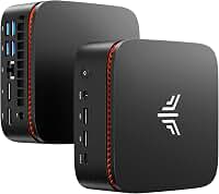 KAMRUI Mini PC AM21, AMD Ryzen 7 8745HS (8C/16T, até 4,9GHz), 12GB DDR5 5600MHz RAM, 256GB M.2 2280 PCIe 4.0 SSD, mini computador desktop com Radeon 780M, USB4, Quad Display, LAN dupla, HDMI, WiFi 6