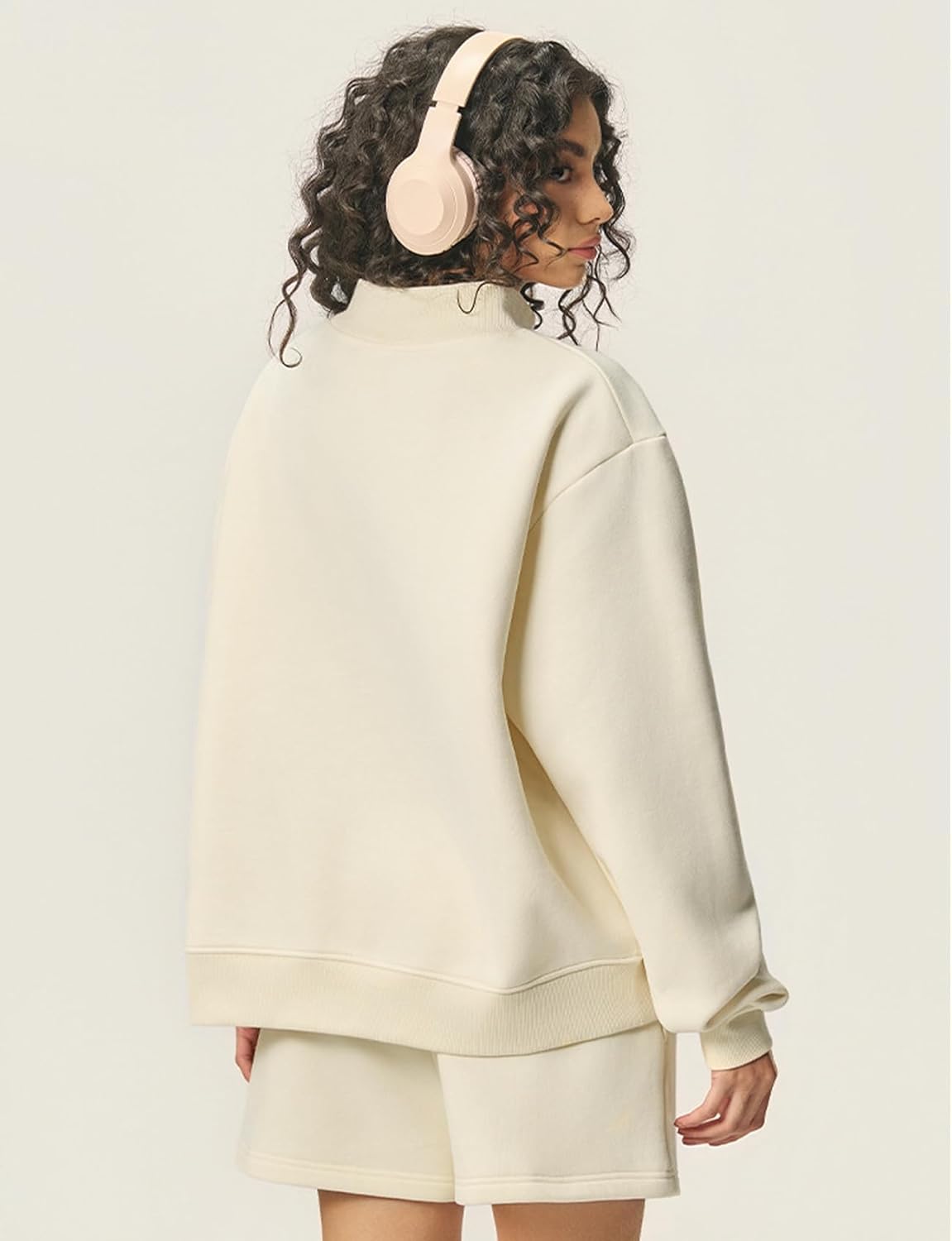 Yimoon Mock Neck Sweatshirt Women Oversized Turtleneck Sweatshirts Fleece Lined Pullover Trendy Outfit - Image 5