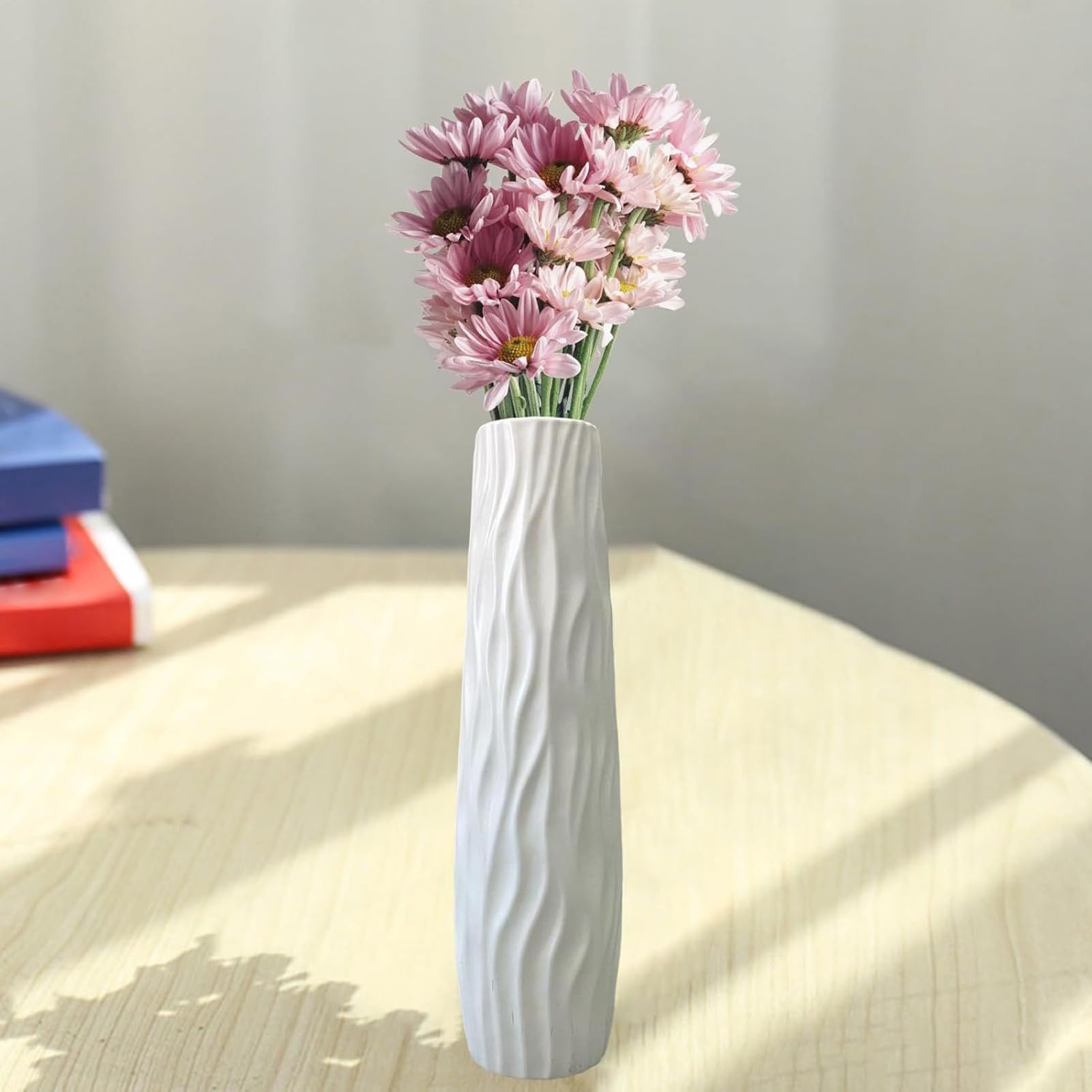 Floreros Altos De Pie, 58x11CM, Moderno Decorativo Floreros De PP Inastillable, para Hierba De La Pampa, Flores Secas Y Plantas Hidropónicas, para Pasillo, Boda, Sala De Estar, Oficinas, Granja