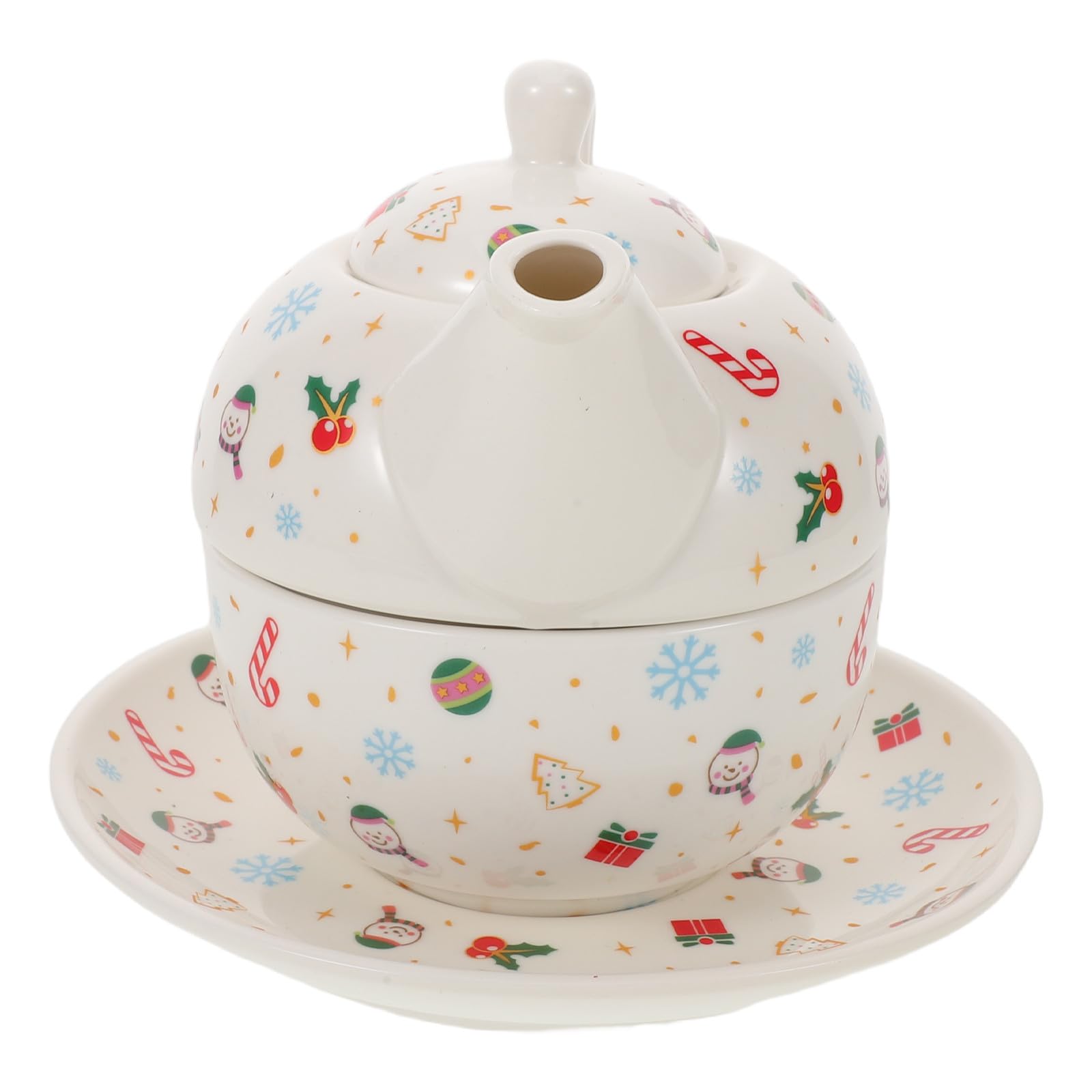 Service à thé en céramique blanc avec théière et tasses élégantes