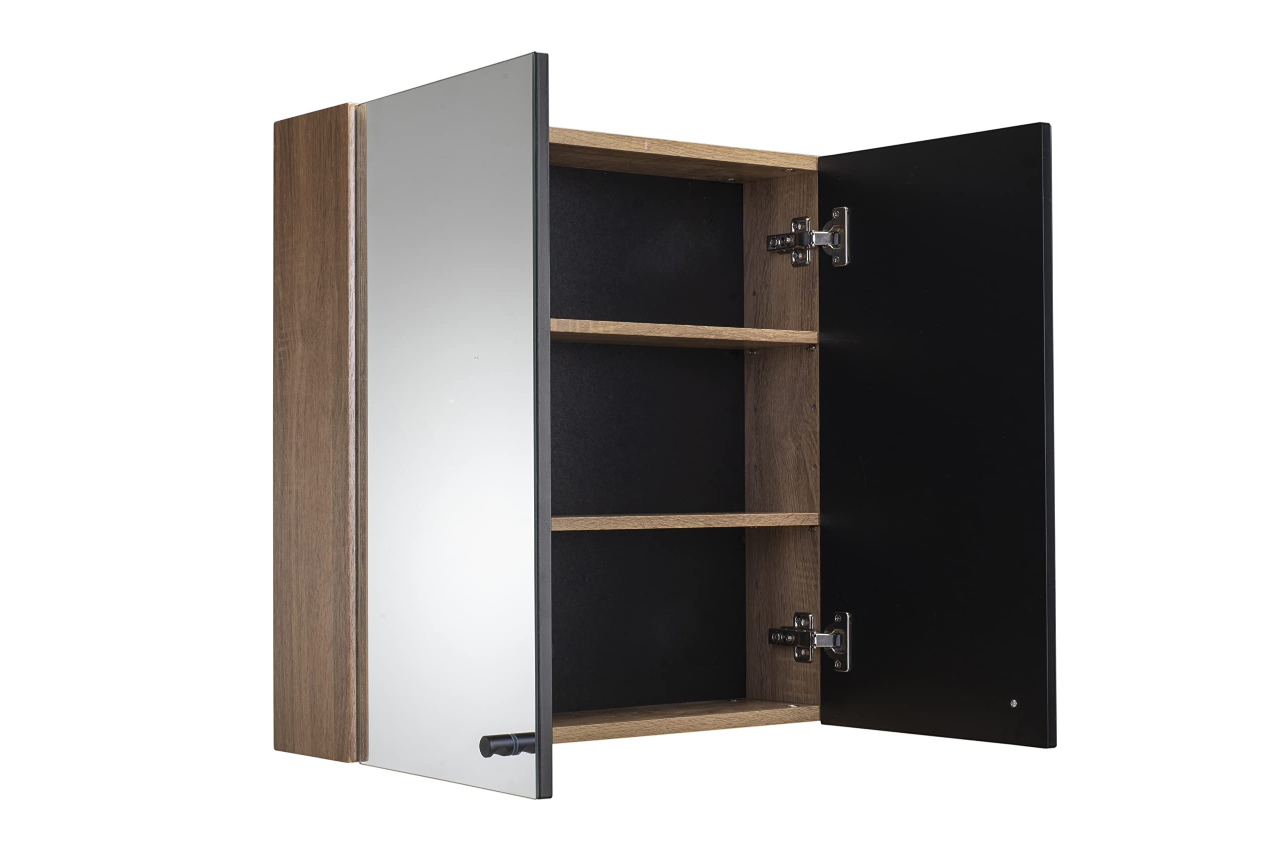 Croydex Armario de Doble Puerta con Espejo Flexi Fix de fácil instalación, Fabricado en Madera, Efecto Teca, 60 cm x 60 cm