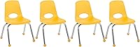 Vista 31 de FDP 10380-BK - Silla escolar apilable de 14 pulgadas, asiento apilable para estudiantes con patas de acero cromado y deslizadores de bolas