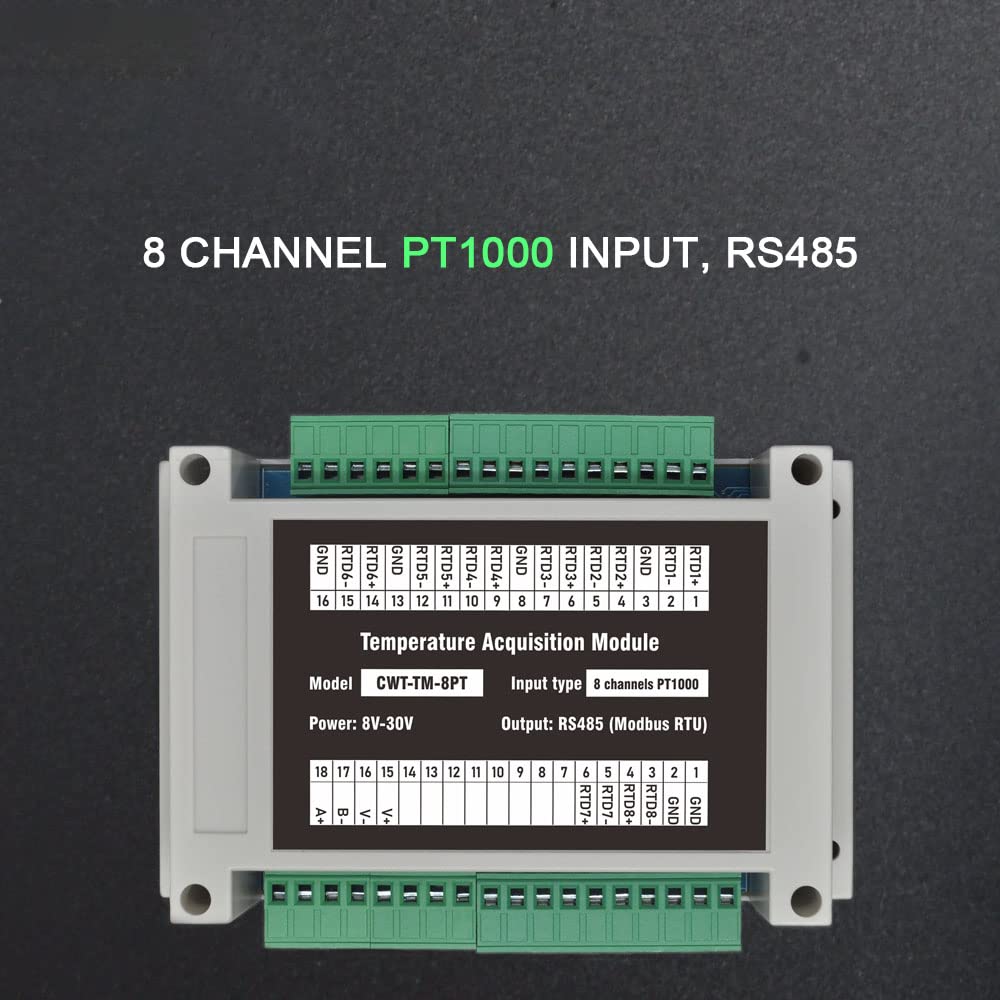 Modulo di acquisizione della temperatura in uscita Modbus PT1000 Rs485 a 8 canali