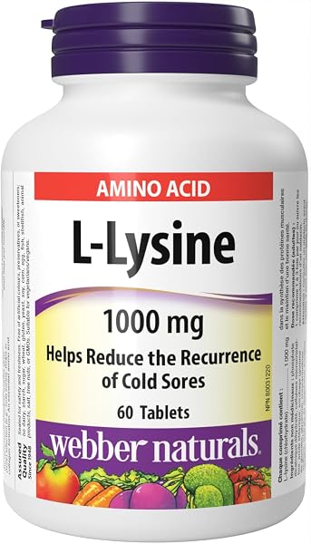 Webber Naturals L-Lysine 1000mg for Cold Sore Prevention