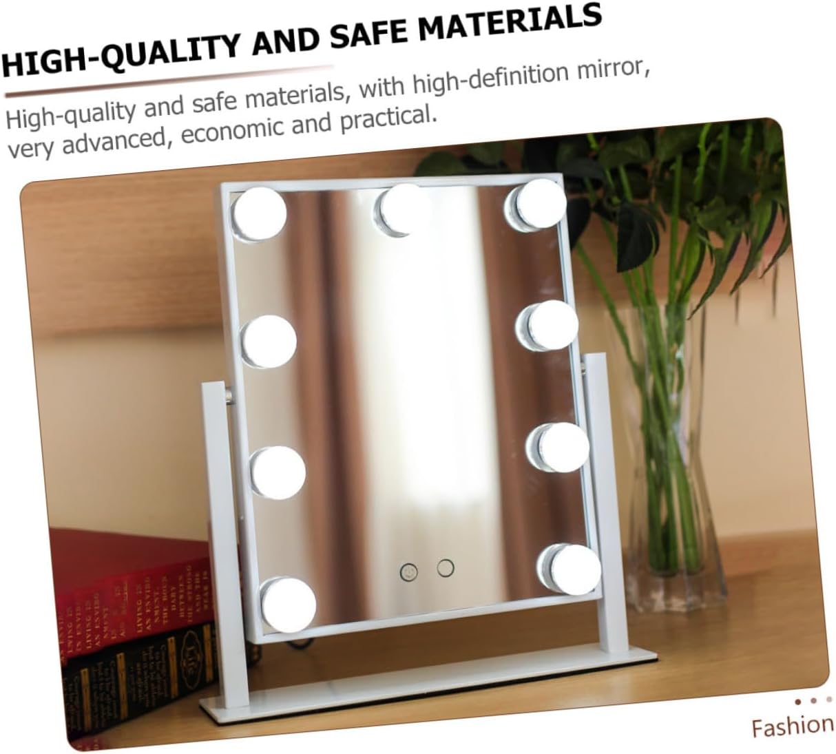 Large LED Makeup Mirror with Light Rechargeable Portable Desktop Vanity Mirror Single-Sided Square Design for Home Use for Girls and Beauty Enthusiasts