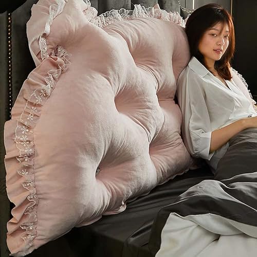 Miniatura 3 de Almohada de lectura, cojín de apoyo para cabecero, tamaño King, almohada para sentarse, litera grande, funda extraíble y lavable, color rosa, 79