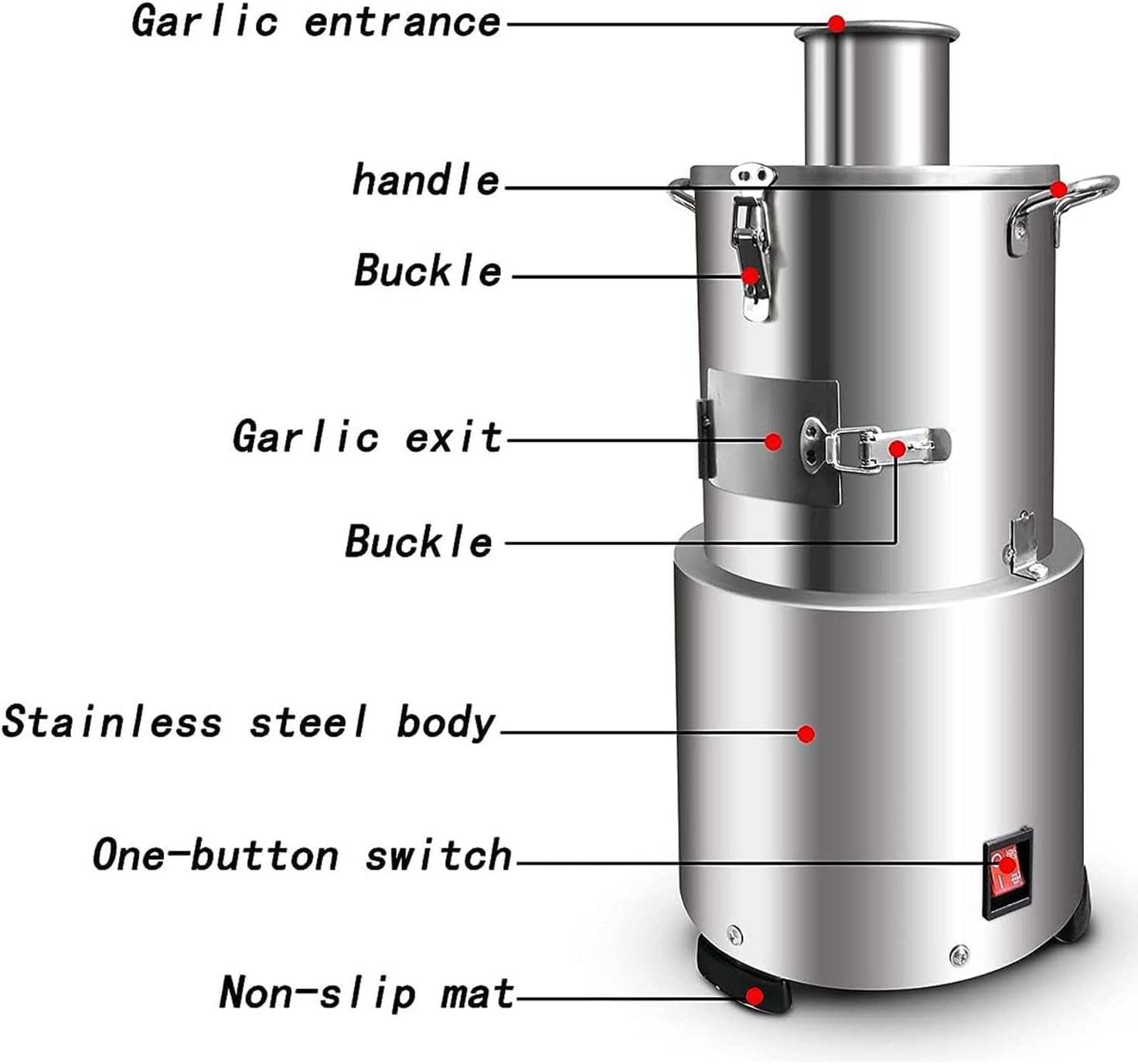 200W Electric Garlic Peeling Machine, Stainless Steel Garlic Peeler, 20kg/h Automatic Whole Garlic Peeler, Garlic Separating Machine for Household Commercial