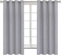 Vista 59 de BGment - Cortinas opacas para dormitorio infantil, con ojales, con aislamiento térmico, estampado de estrellas plateadas, para oscurecer