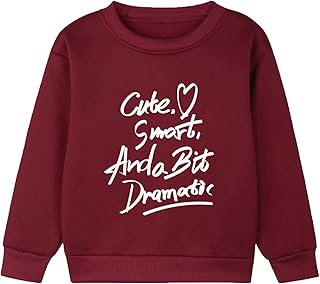 Soft Girl Kleidung Damen Jungen-Pullover Fleece mit Langen Ärmeln, warm, mit Buchstaben Bedruckt, lässig, dick, Rundhalsausschnitt, Kinderbekleidung Mädchen Strick Pullover