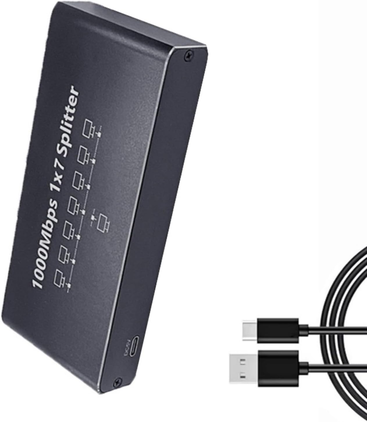 Gigabit Ethernet Splitter 7 Port RJ45 Networking Hubs Supports 1000Mbps Transmission Rate and Wide Compatibility