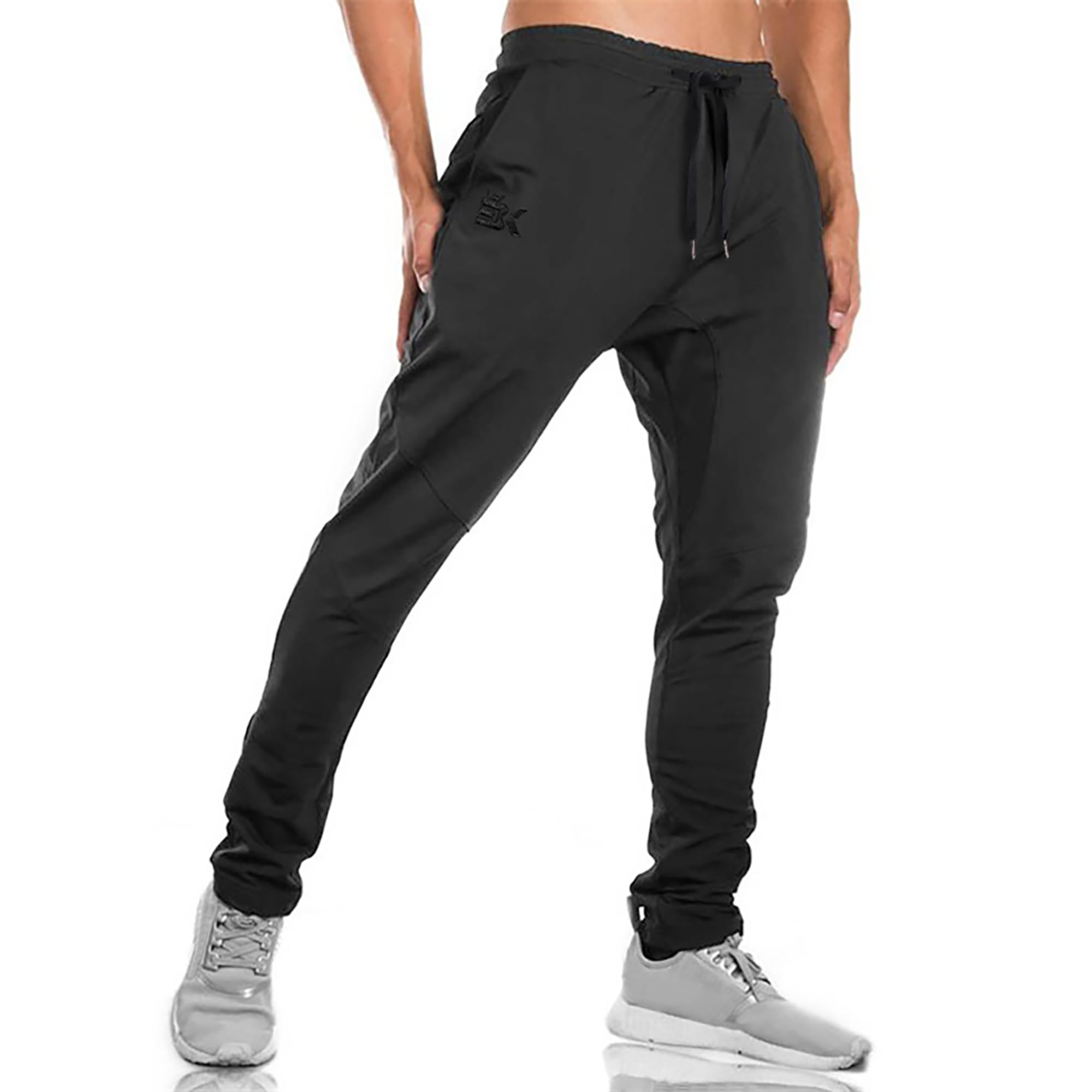 BROKIG Gym Jogginghose Sporthose Herren Lang mit Doppeltasche, Baumwolle Trainingshose Herren Fitness Slim Fit Hose