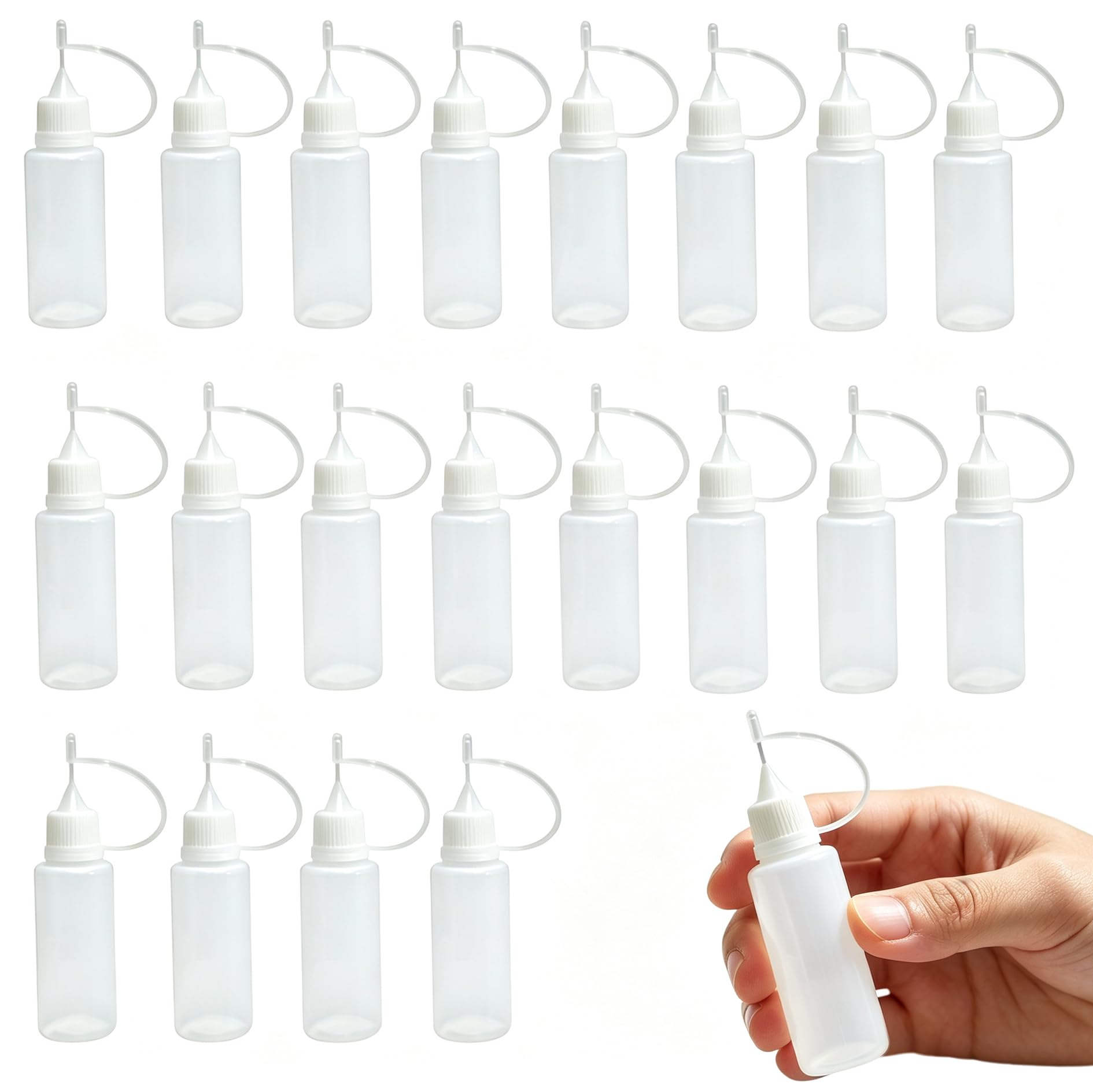 20PCS Dropper Bottle, Ink Bottle for Paint Craft Paper Craft and Detailed Work, Squeeze Bottle Quilling applicator for DIY Art Adhesive, Epoxy, and More (White)-image-26