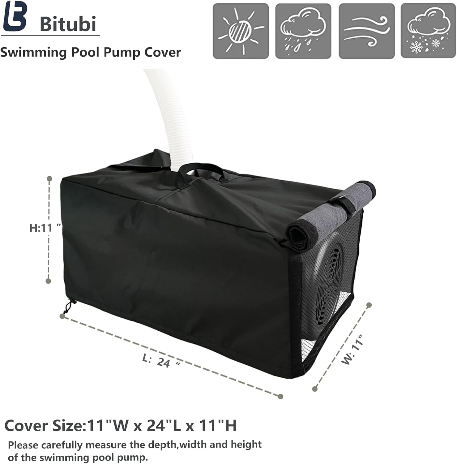 Bitubi Pool Pump Covers with Plush Lining,Heavy Duty Waterproof in/Above Ground Pool Pump Motor Enclosure Cover- Protects from Severe Snow and Intense Sun