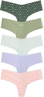 PINK Women's No Show Thong Underwear, Panties for Women, Multi Pack (XS-XXL)