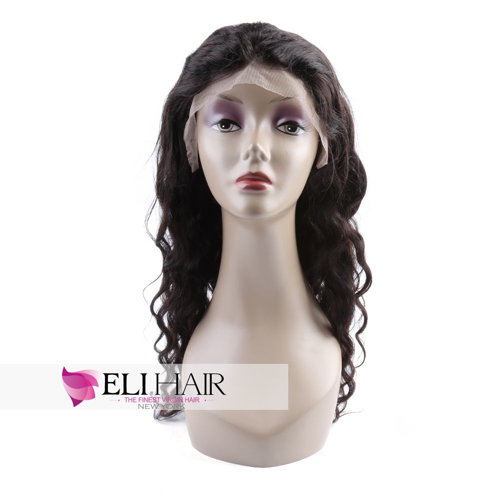 Pre-pluncked Loose Deep Wave Wigs Virgin Human Hair 130% Density Full Lace Wig Brazilian Human Hair For Ladies Natural Color(Full Lace Wigs, 14 inch)
