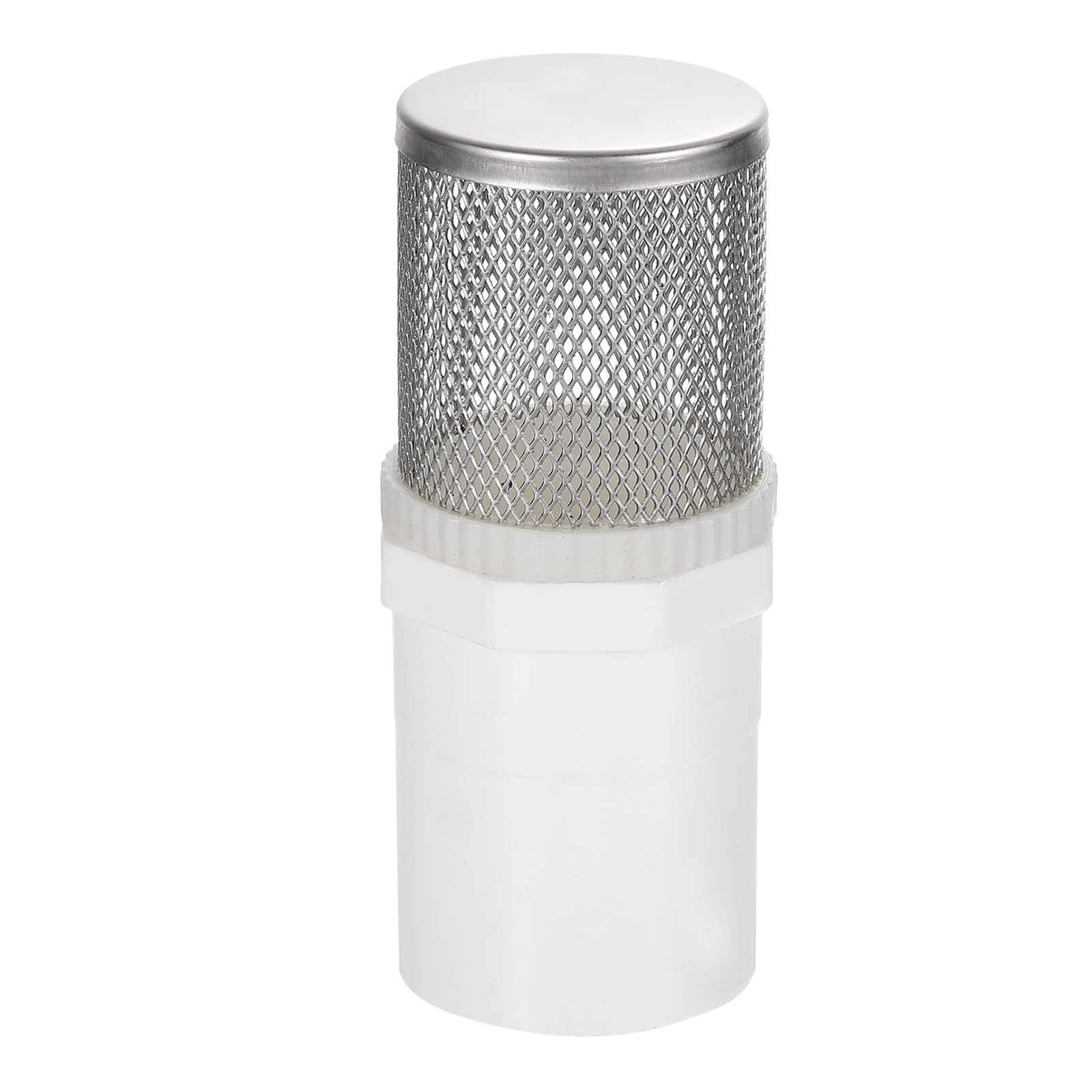 sourcing map 1.5 Inch 304 Stainless Steel Filter Cover, Hose Inlet Suction Strainer Filter, Connected to DN40 1.5" PVC Water Pipe to Reduce Solid Entry (120mm Length, 50mm Thread Dia)