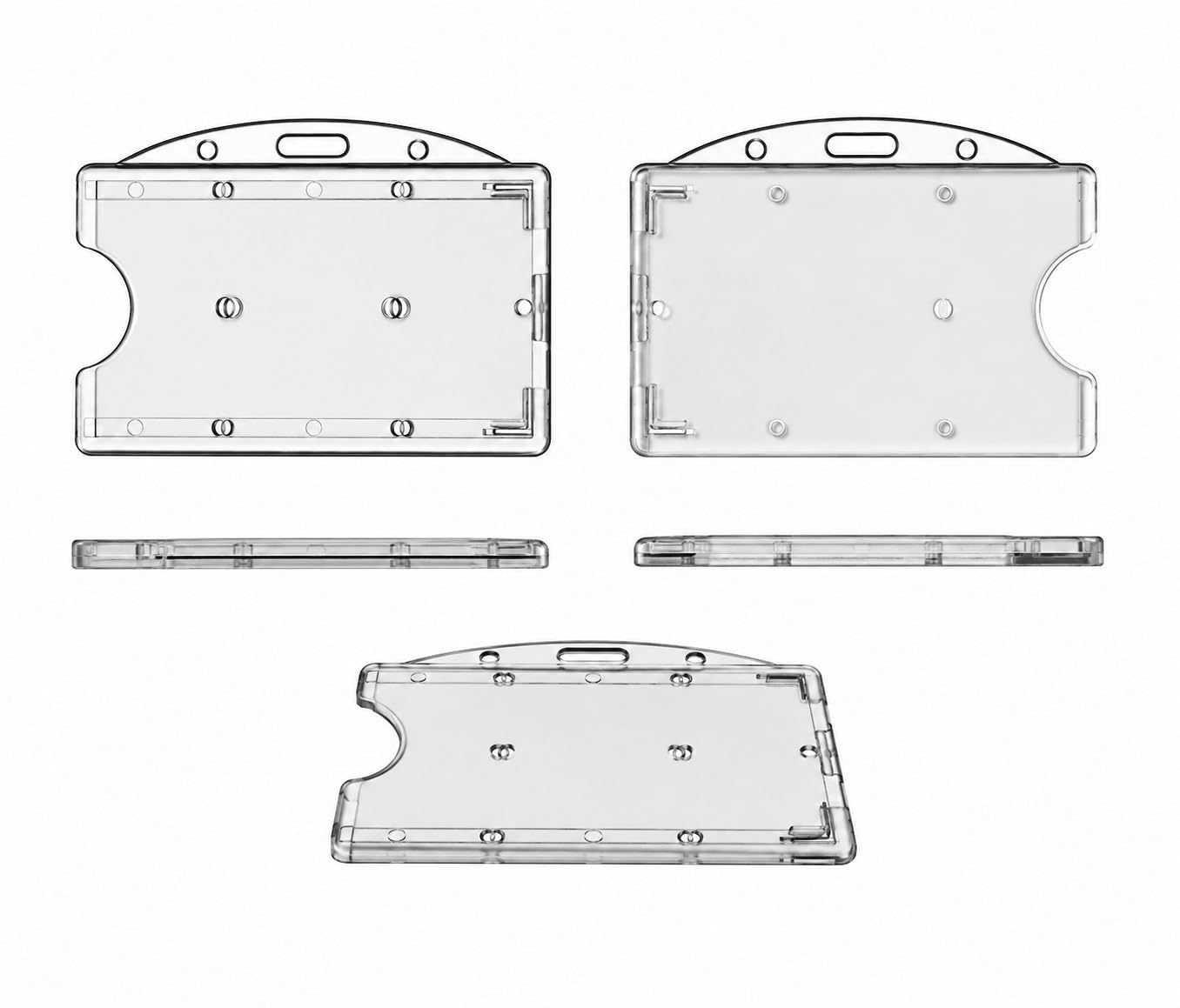 100x Kartenhalter Ausweishülle Ausweishalter aus Hartplastik Polycarbonat Namensschild HORIZONTAL