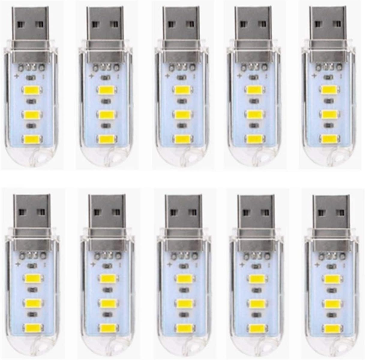 USB Mini LED Light, Keychain Lights Lamp Portable Energy Efficient Kids Child Night USB Laptop Keyboard Light, 5V LED Keychain Lamp, 10-Pack (Color : Cool White)