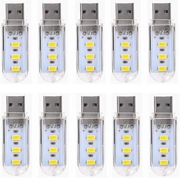 USB Mini LED Light, Keychain Lights Lamp Portable Energy Efficient Kids Child Night USB Laptop Keyboard Light, 5V LED Keychain Lamp, 10-Pack Color Cool White