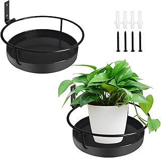 Wall Mounted Plant Holder, 2 Pack Metal Flower Pot Wall Shelf Indoor Out...