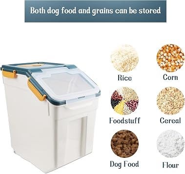 2pcs Large Rice Container 18-20kg, Airtight Flour Cereal Storage Containers With Measuring Cup, BPA-Free Food Storage Bin For Kitchen (Blue)