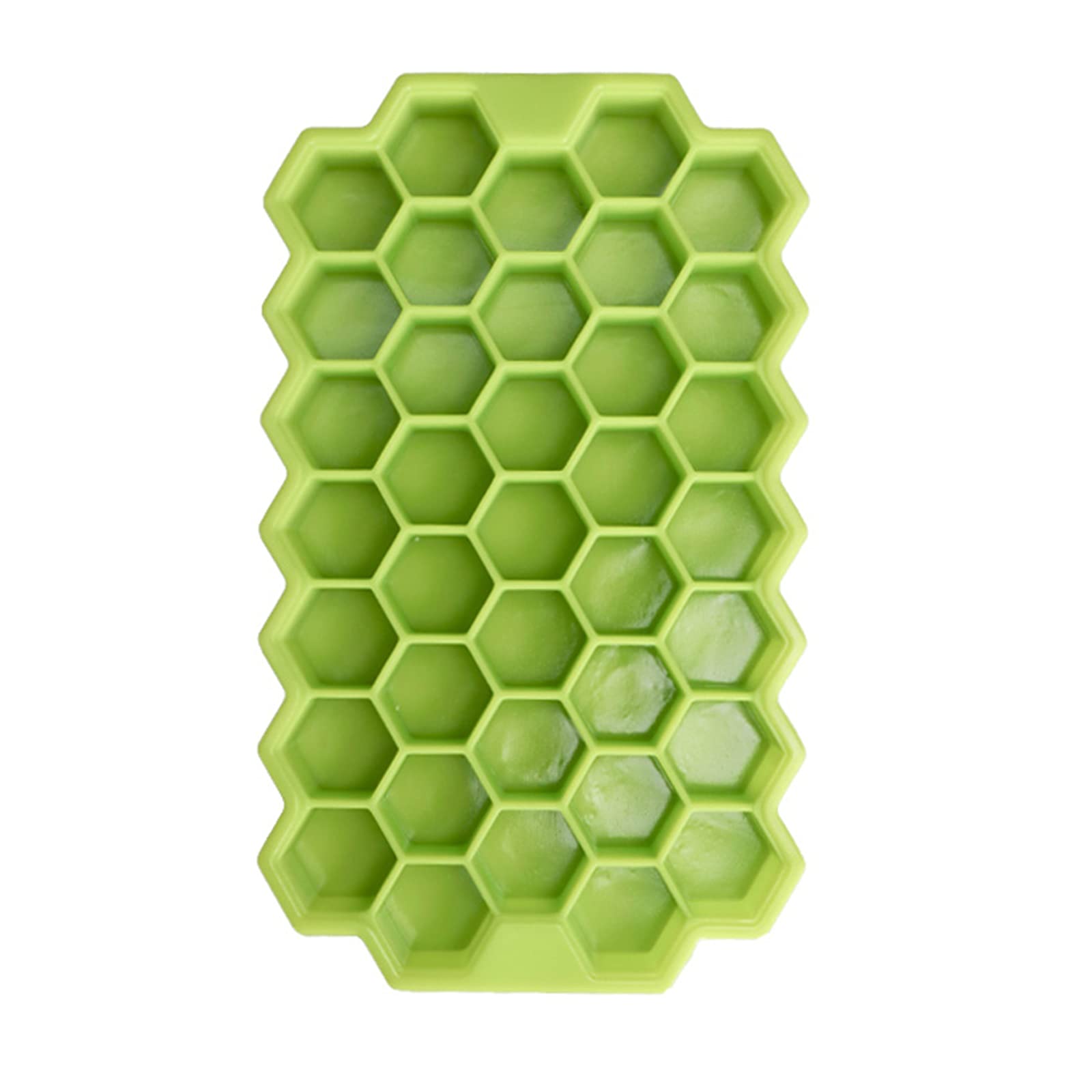 Sechseckige Silikon-Eiswürfelformen im 4er-Pack mit Deckel – stapelbare Form für gekühlte Getränke, Cocktails und Lebensmittel – einfache Entnahme, BPA-frei – erfrischende grüne Farbe