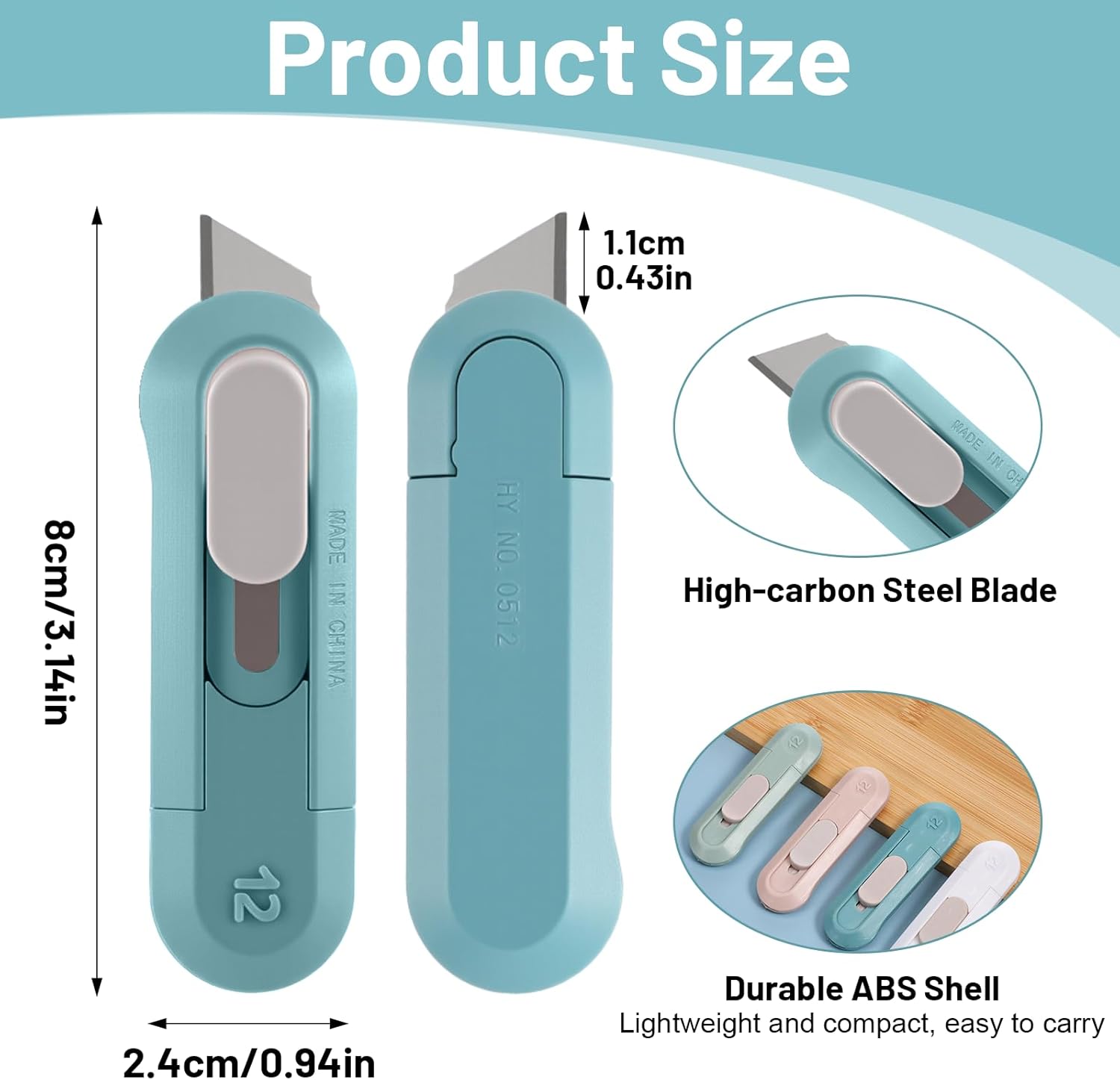 12pcs Small Box Cutter, Retractable Boxes Opener, Small Utility Knife, Cute Box Cutter for Opening Express Boxes, Envelopes, Packages, Crafts