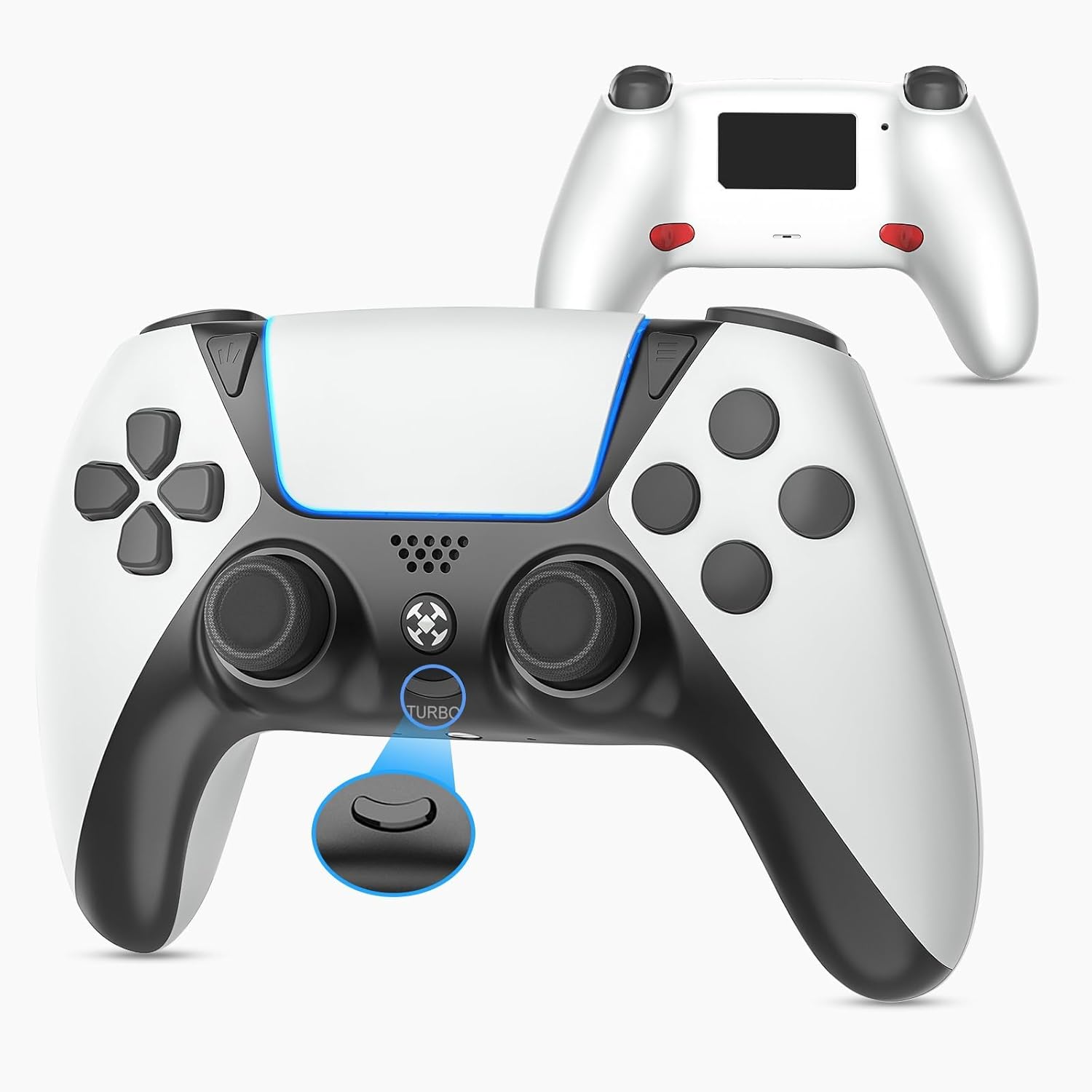 BELOPERA Wireless Controller for PS4 Controller, Controller fits Playstation 4 Controller with Turbo/Back Paddle/Upgraded Joystick, Supports PC/Steam/iOS/MAC, White