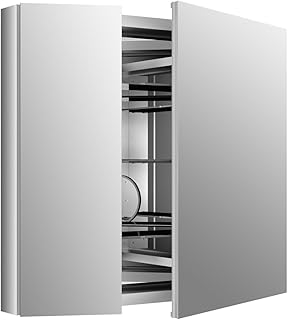 KOHLER K-99009-SCF-NA Aluminum Verdera Medicine Cabinet with Adjustable flip-Out Flat Mirror, 34